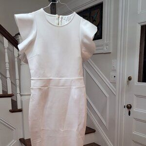 Cocktail Ruffle Dress. XS. White.